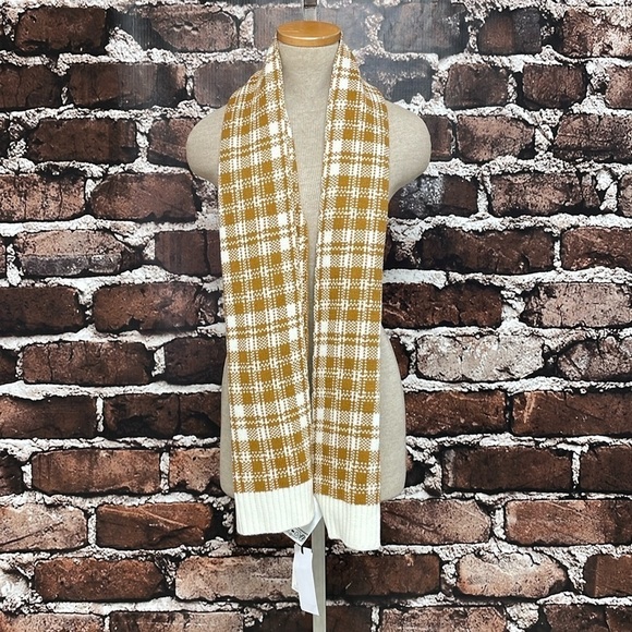 Timberland Scarf Women's One Size Cream Gold NWT Plaid - Picture 3 of 12